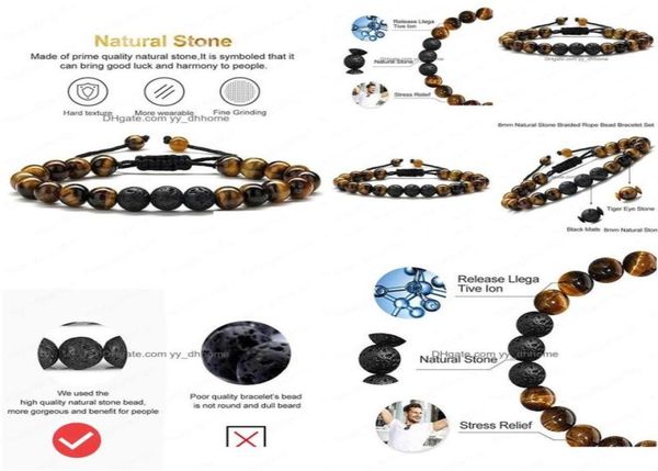 

charm bracelets tiger eye bracelet gifts adjustable lava rock stone essential oil diffuser braided rope yoga beads bracelets drop 1653173, Golden;silver