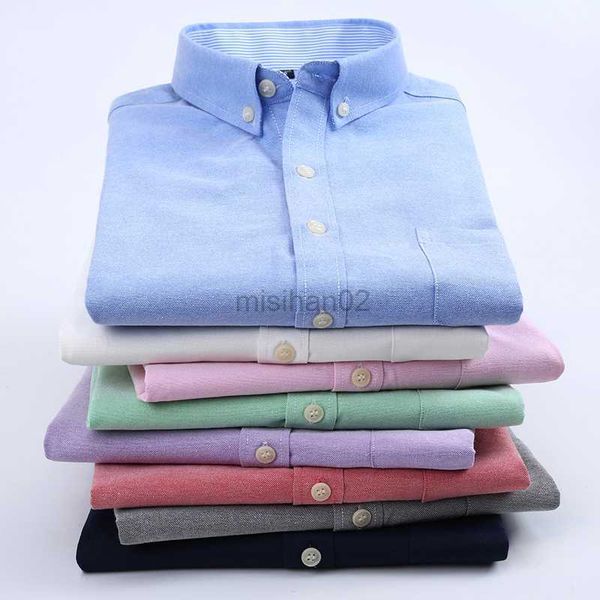 

men's casual shirts 2023 summer new men solid oxford short sleeve shirts cotton quality business casual shirt comfortable men's of, White;black