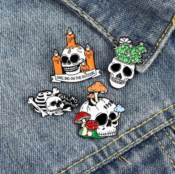 

punk skull halloween enamel brooches pin for women girl fashion jewelry accessories metal vintage brooches pins badge whole gi6683734, Gray