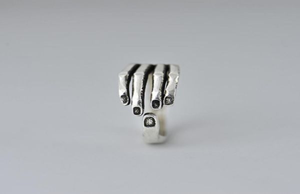 

personality vintage silver women039s open skeleton rings gothic biker skull hand ring for man punk man039s knuckle cool jewe1426690