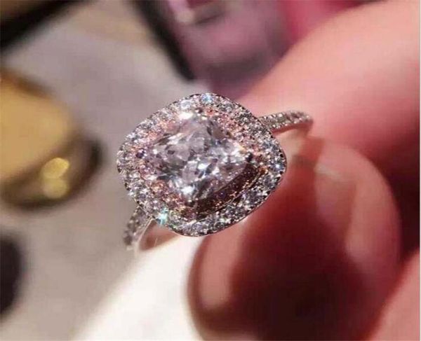 

2021 women wedding ring luxury jewelry sparkling real 925 sterling silver cushion shape white z cz diamond moissanite gems9413503, Slivery;golden
