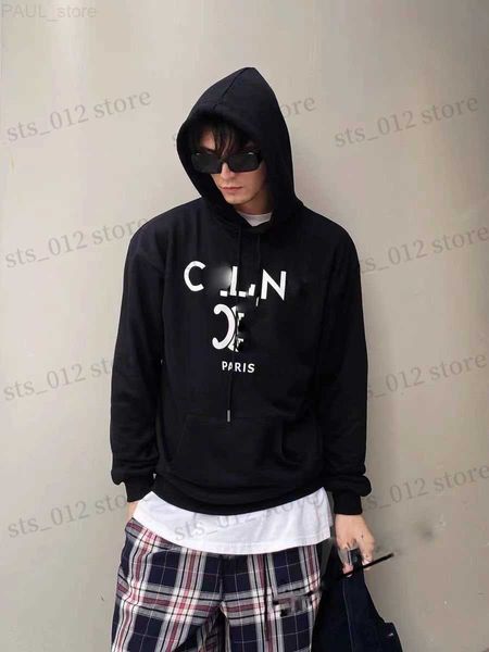 

men's 2022 autumn and winter new high hoodies sweatshirts printing designer women simple steel printed letters casual loose hooded flee, Black