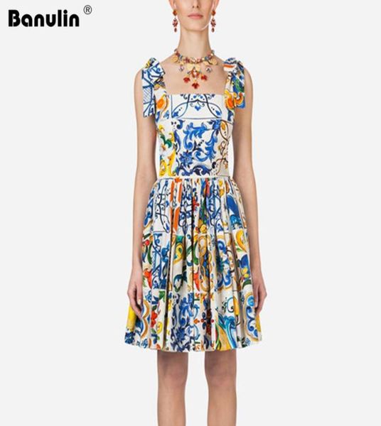 

casual dresses women summer dress bow spaghetti strap backless blue and white porcelain floral print mini vestido mujer verano9720579, Black;gray
