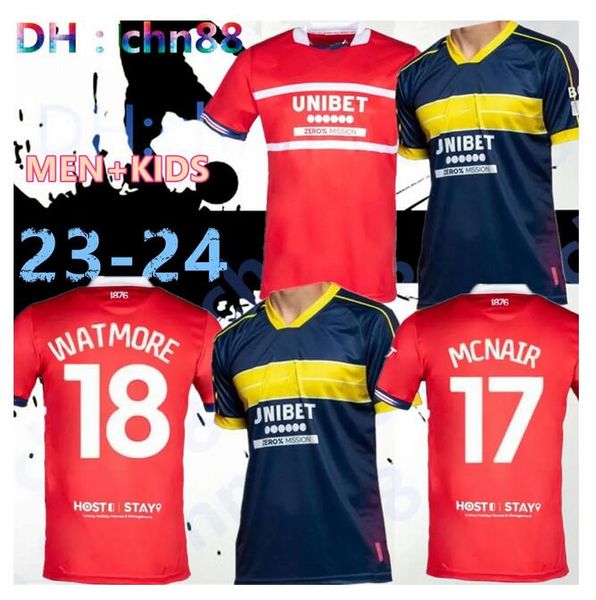 

23 24 middlesbrough soccer jerseys home 2023 2024 tavernier payero howson mcnair bola birmingham football shirt uniforms men kids kit, Black;yellow