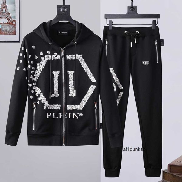 

casual plein jackets philipps bear sets mens joer hoodie jacket hoodies trousers tracksuits crystal skull pants tracksuit sporting men suit, Gray