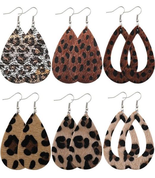 

classic imitated leopard skin earrings big water drop dangle earrings bohemia statement big tear drop leather earring high qualit3998842, Silver