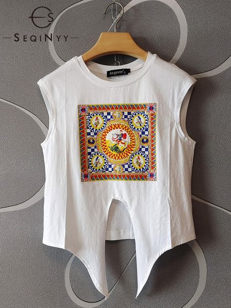 

womens tshirt seqinyy 100% cotton tee summer spring fashion design women runway vintage warrior print plaid white short 230724