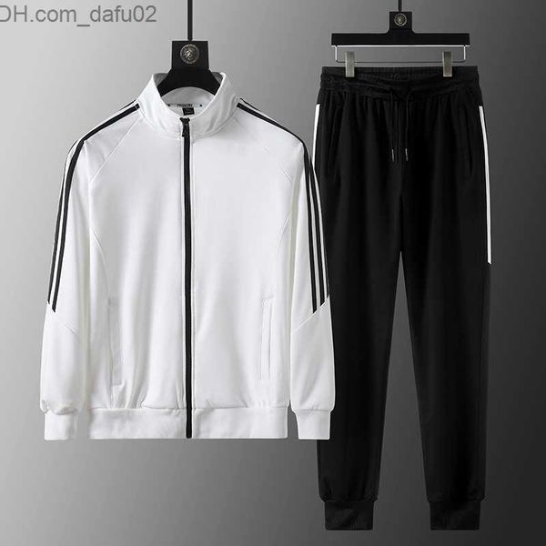 

men's tracksuits men's tracksuits autumn and winter men's sports suits men's bundle feet cottonproof jacket threebar swe, Gray