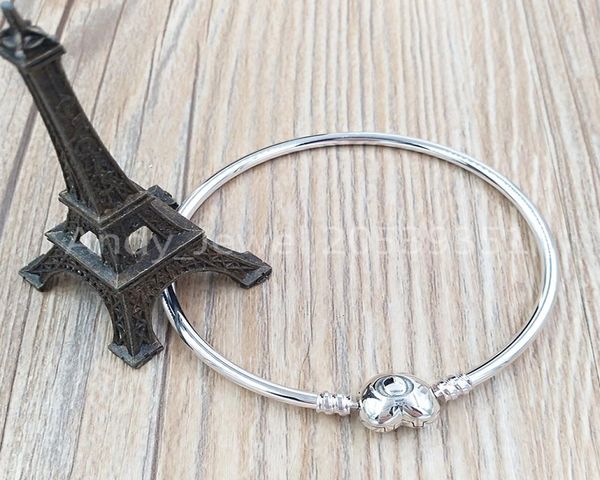 

moments silver bangle bracelet logo heart clasp authentic 925 sterling silver fits european pandona style jewelry charms beads and6385494, Black