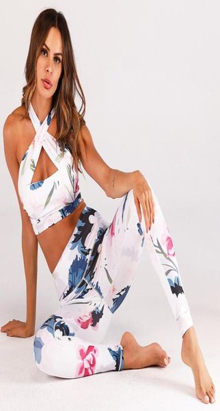 

women sport suit floral print yoga set fitness fitness women pants high waist leggings push up yoga pants workout clothing6421312, White;black
