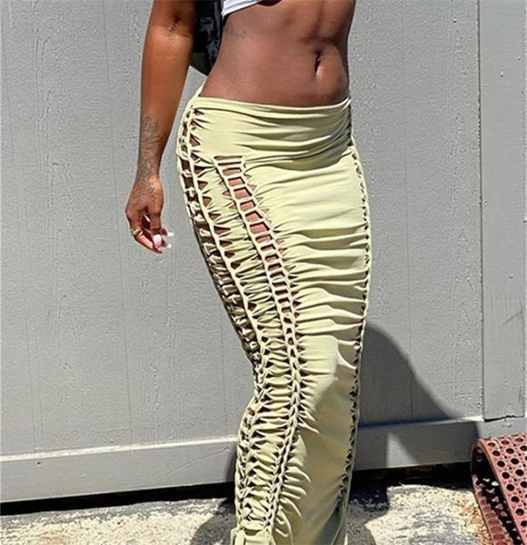 

nibber summer solid color skirt hollow fold design elastic waist slim body buttocks fashion for women commuting out of street 22074709616, Black