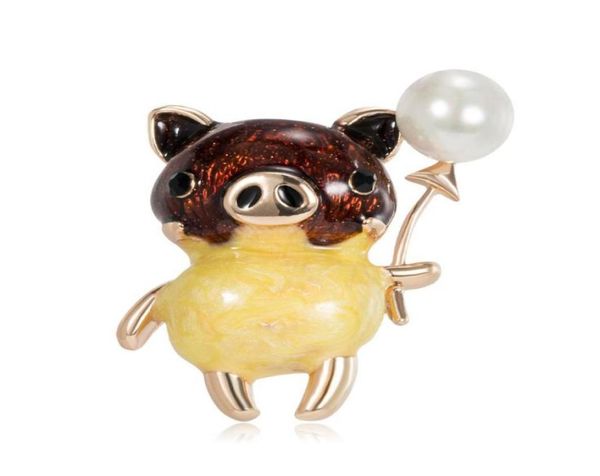

enamel pig pearl brooches lovely animal brooch pins for men and women jewelry gifts4890211, Gray