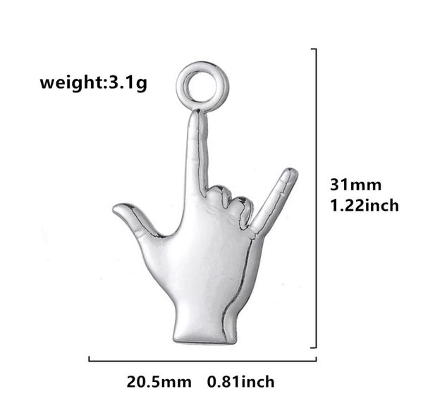 

2021 silver plated human hand gesture sign language i love you charms christmas valentine039s day present6662908, Bronze;silver