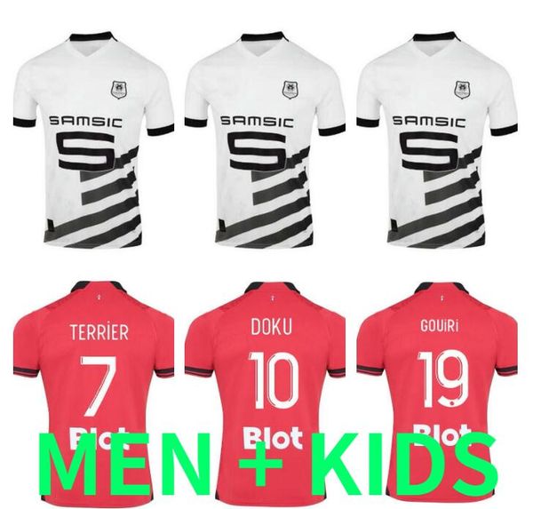 

kids kit 23 24 stade rennais soccer jerseys rennes maillot de foot kalimuendo 2023 2024 toulouse ado bourigeaud terrier doku tait guirassy f, Black;yellow