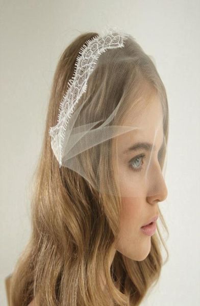 

vintage lace tulle bandeau birdcage wedding veil with combs blusher veils headband veil 9039039 22 cm wide birdcage bridal 2821411, Black