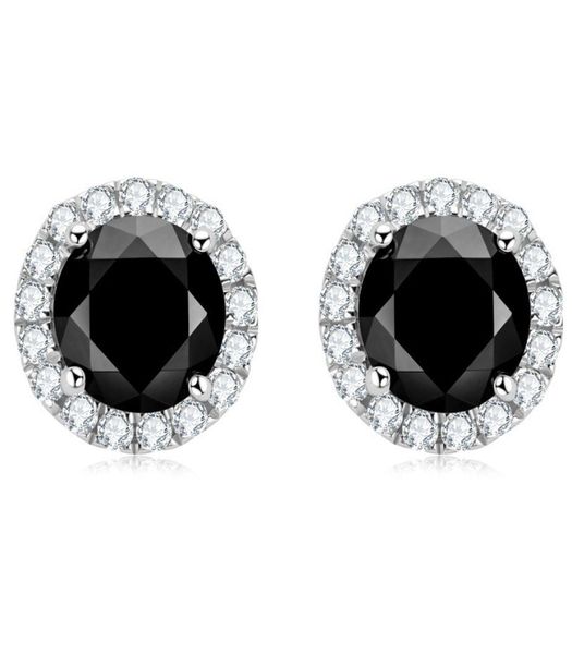 

fashion bling 925 sterling silver black round moissanite stone earrings studs for men women nice gift9148925, Golden;silver