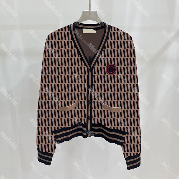 

classic letter jacquard sweaters v neck women cardigan designer knitted sweater for lady brown knitwear, White;black