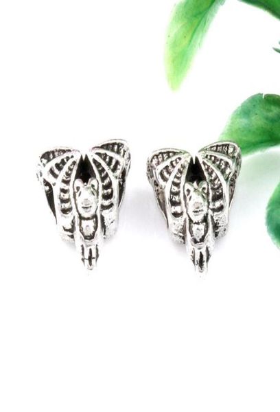 

120pcs antique silver alloy bat in flight big hole spacer beads fit european bead bracelet 13x13x8mm7309070, Bronze;silver