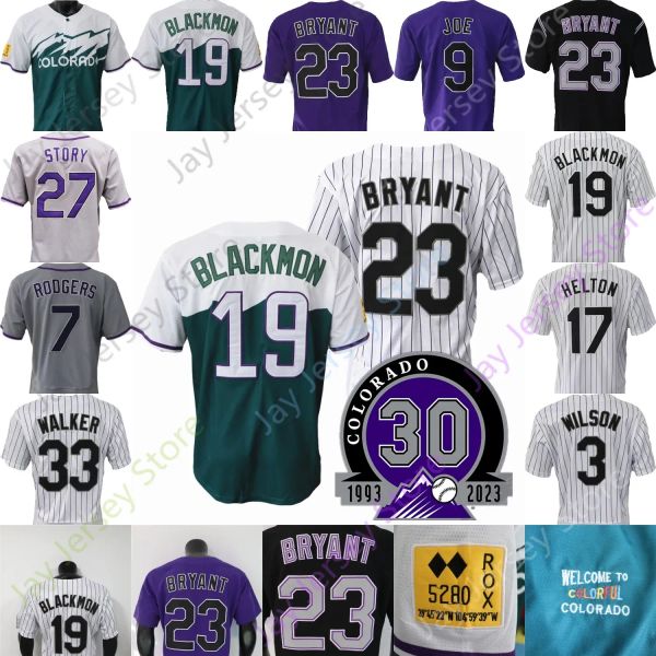 

baseball jersey kris bryant charlie blackmon todd helton larry walker wilson grichuk c. j. cron ryan mcmahon brendan rodgers nolan jones tog, Blue;black