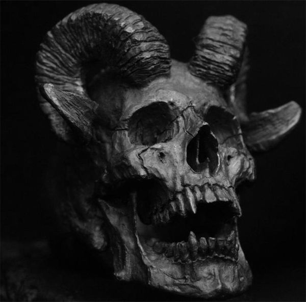 

gothic vintage devil satan goat skull ring stainless steel punk ring fashion men039s biker jewelry7873505, Silver