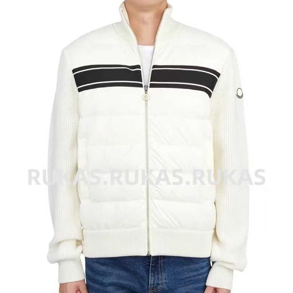 

2023 luxury jacket new men's stand collar plus jacket letter print patchwork jacket down sweater simple everyday jacket hoodie, Black;brown