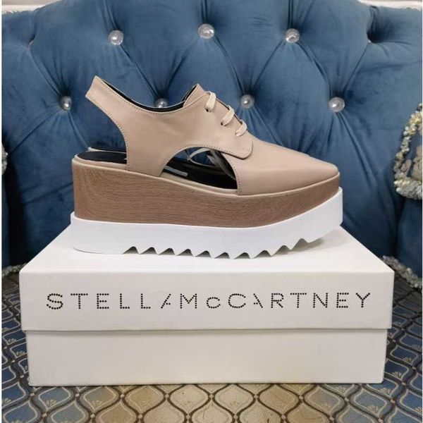 

women sandals stella mccartney fashion platform lady shoes 7cm wedge apricot color, Black