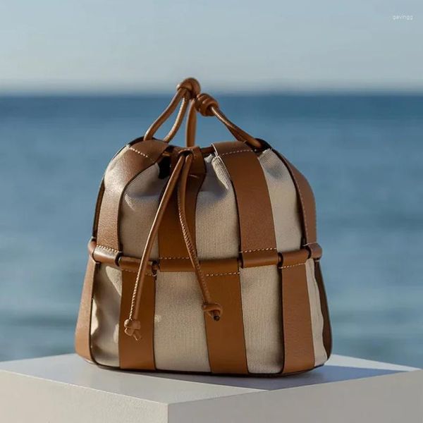 

casual bucket for women luxury designer handbags and purses canvas pu stitching small shoulder messenger bag