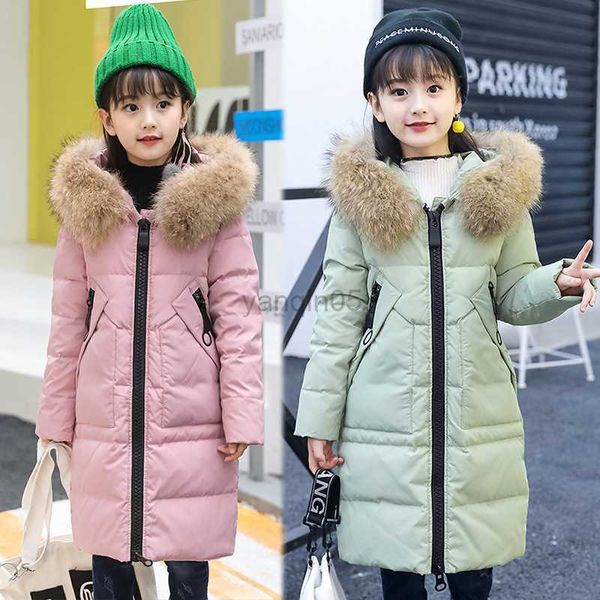 

down coat children's down jacket girls medium long thick winter clothing teenagers' warm children's clothing thick overcoat f, Blue;gray