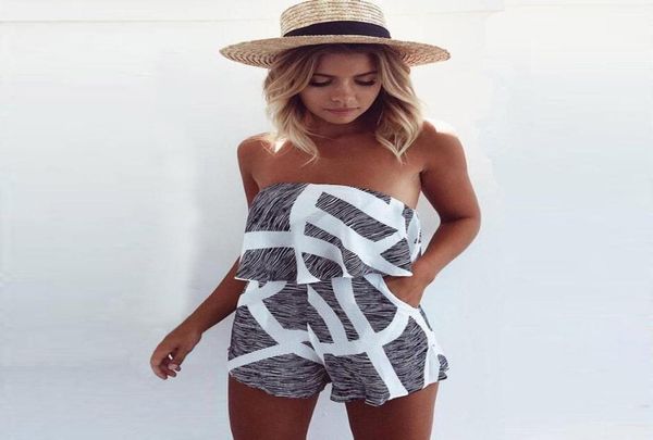 

women039s jumpsuits rompers summer sleeveless backless beach women casual floral printed short ysuit combinaison multiple6335690, Black;white
