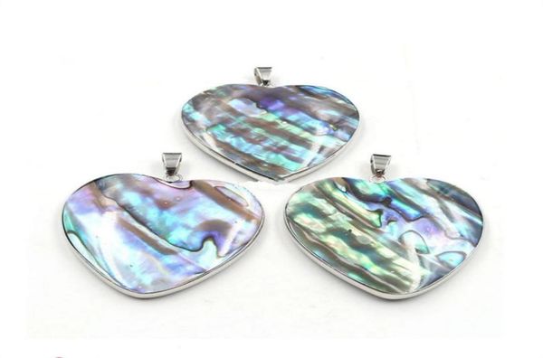 

hopearl jewelry simple heart pendant charm for necklace making abalone paua sea shell cabochon inlaid 6 pieces70650502366592, Bronze;silver