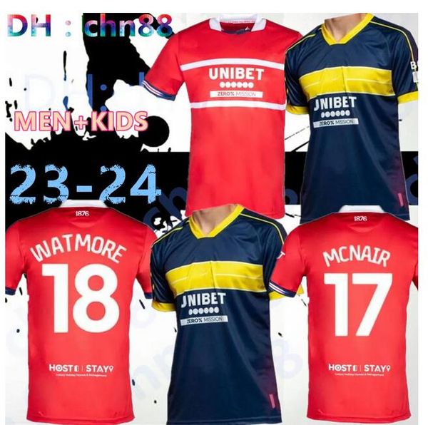 

23 24 middlesbrough payero soccer jerseys 2023 2024 tavernier sporar howson crooks mcnair watmore bola coburn jones home football shirt shor, Black;yellow