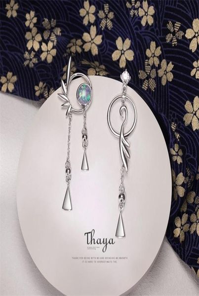 

thaya 925 sterling silver flamingo earrings stud for women dangle japanese style earring fine jewelry gifts 2202123941430, Golden;silver