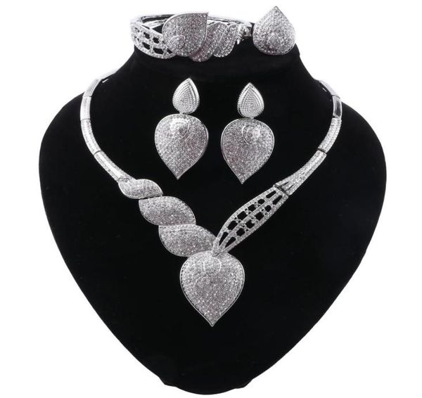 

new crystal statement necklace earrings dubai jewelry sets indian bridal wedding party women039s fashion costume jewellery6315996, Slivery;golden
