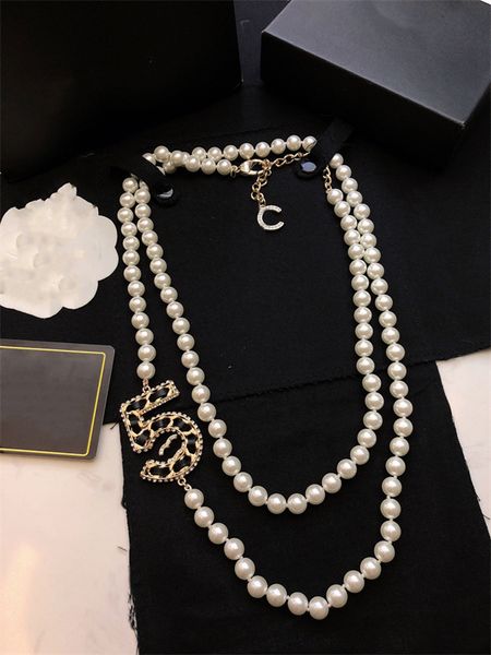 

20 style heart-shaped women's sweater chain pendant necklaces ccity jewelry designer c logo choker pearl long-chain flower accessories, Silver