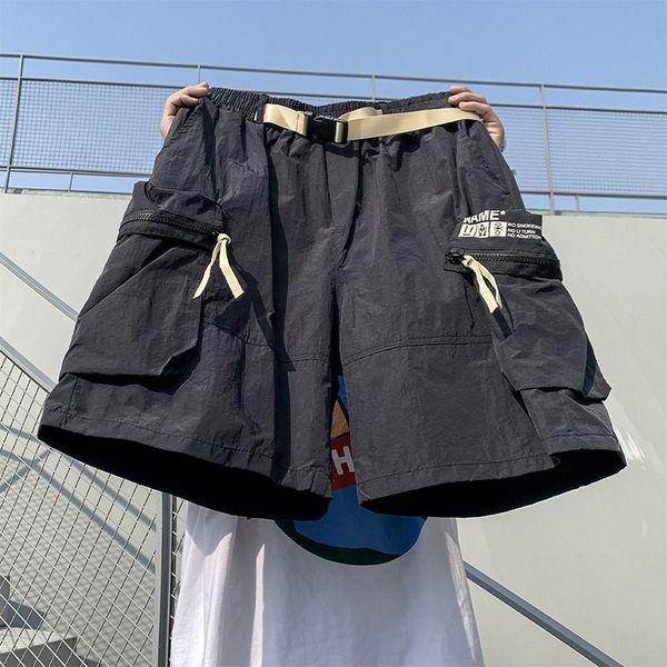 

mens shorts overalls shorts men summer multipocket hipster american casual japanese y2k pants super handsome sweatpants 230724, White;black