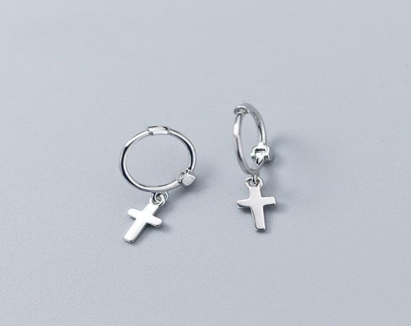 

fine jewelry smooth solid silver 925 gold cross hoop huggie fashion jewelry earring manufacturer in china4246330, Golden;silver