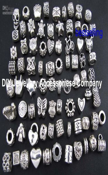 

100pcs beads charms mix 29 style big hole loose beads charm for diy jewelry bracelet for european5208627, Black