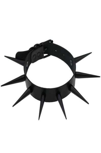 

big black spike rivet wild punk rock leather harness choker necklaces women gothic harajaku statement party jewelry men4951486, Slivery;golden