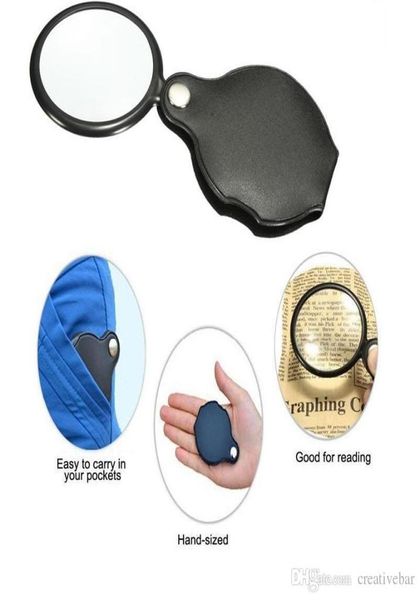 

portable mini 50mm 10x magnifier folding handhold reading magnifying lens glass foldable jewelry loop jewelry loupes black fast s2525976