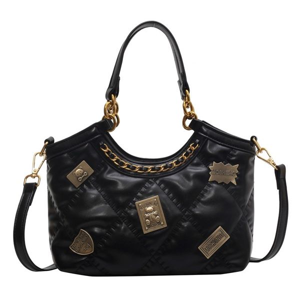

Sales factory ladies shoulder bags 2 colors street trend rivet handbags large wear-resistant soft leather handbag popular sewing diamond chain bag 0061#, Beige