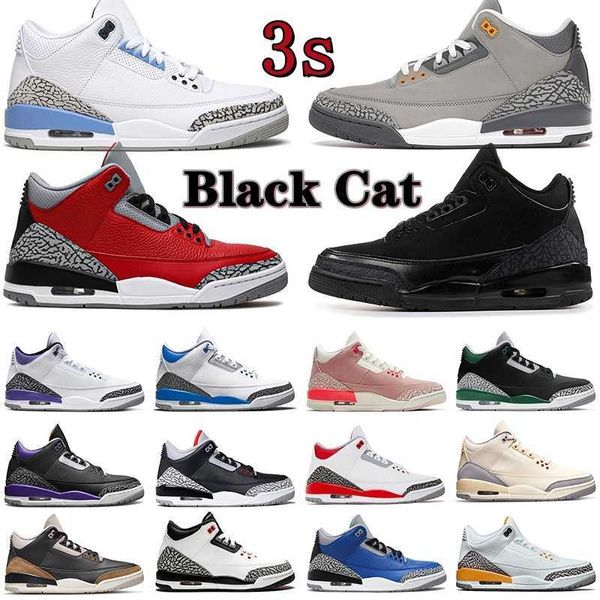 

jumpman 3 black cat basketball shoes unc cool grey red cement dark iris racer blue pine green hall of fame laser orange rust pink 3s mens wo