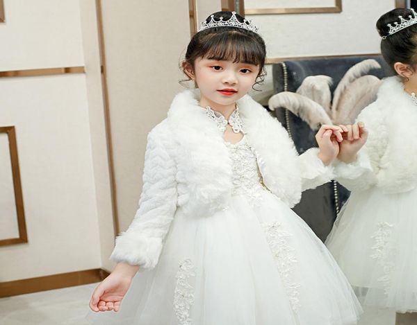 

warm faux fur jacket girls party prom shrugs kids fur bolero white wedding frower girls bolero jacket fur cape shawl1802972