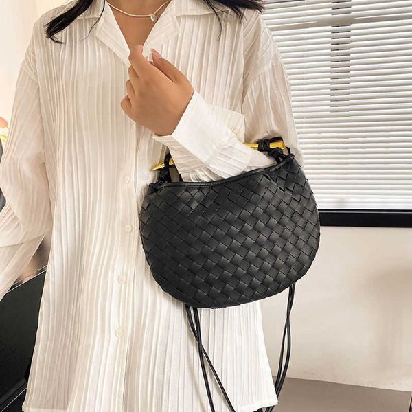 

designer bag woven bag sardine bag bag female leather design metal moon tooth handbag venetas bag lr43