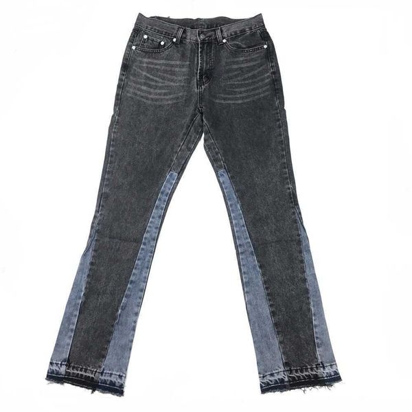

men vintage washed black slim jeans flared trousers streetwear5keopor5, Blue