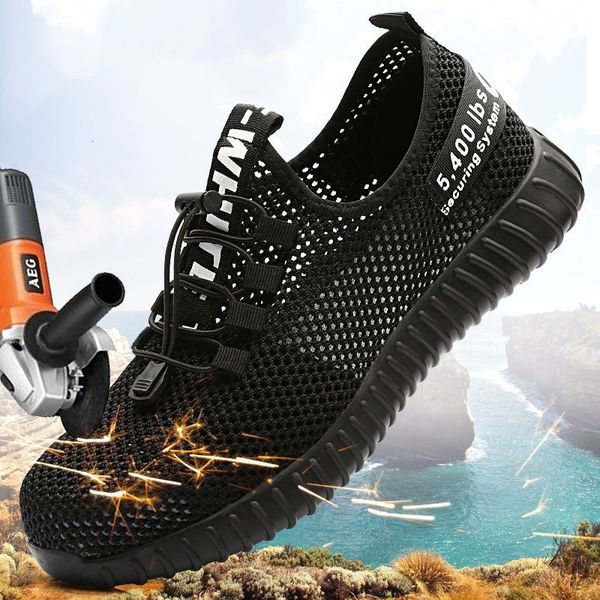 

dress shoes security summer mesh cold safety for work non slip outdoor steel toe cap anti puncture men sneaker 230725, Black