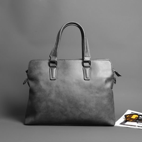 

briefcases business grey soft leather for men luxury handbags shoulder messenger bag male office lapbags 230724