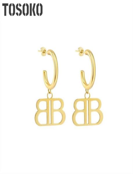 

stainless steel jewelry letter double b earrings punk cool dorp for women bsf345 dangle chandelier18486975578814, Silver