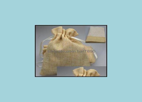 

jewelry pouches bags packaging display flax favor dstring bag 8x10cm 9x12cm 10x15cm 13x17cm pack of 50 makeup jute candy gift p7149813, Pink;blue