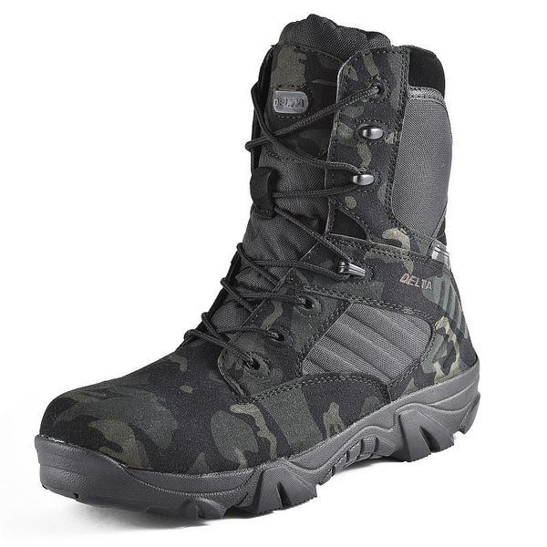 

boots camouflage men boots work safty shoes men desert tactical military boots autumn winter special force army ankle boots men 230724, Black