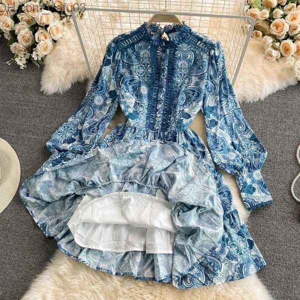 

basic casual dresses casual dresses uulutonica spring/autumn women elegant fashion a-line print full hollow out knee-length lantern sleeve e, Black;gray